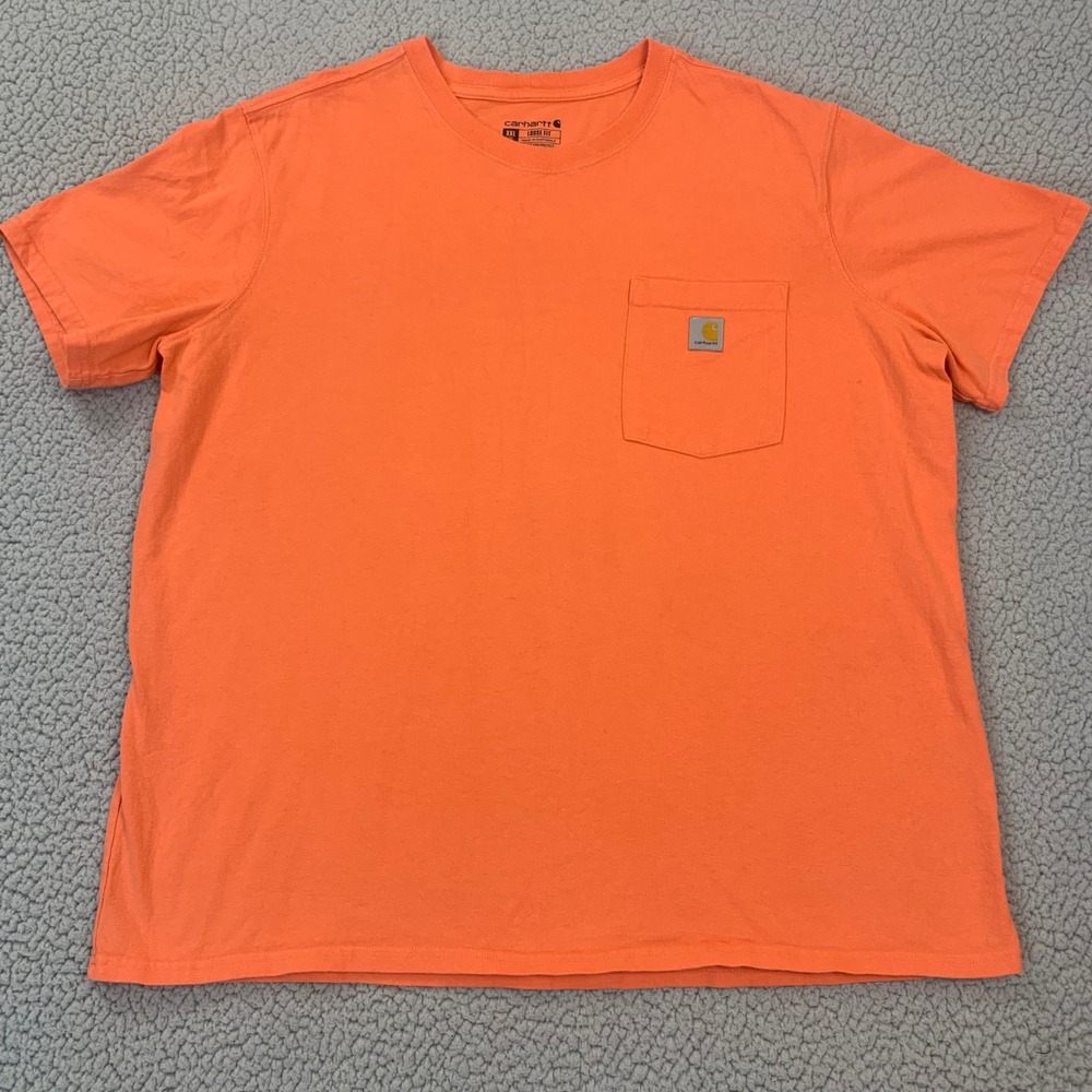 Carhartt T-Shirt Mens XXL Orange‎ Loose Fit Heavyweight Cotton Pocket Tee K87-W